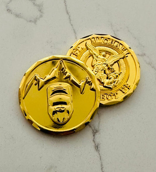 POLISHED GOLD ST. MICHAEL CHALLENGE COIN